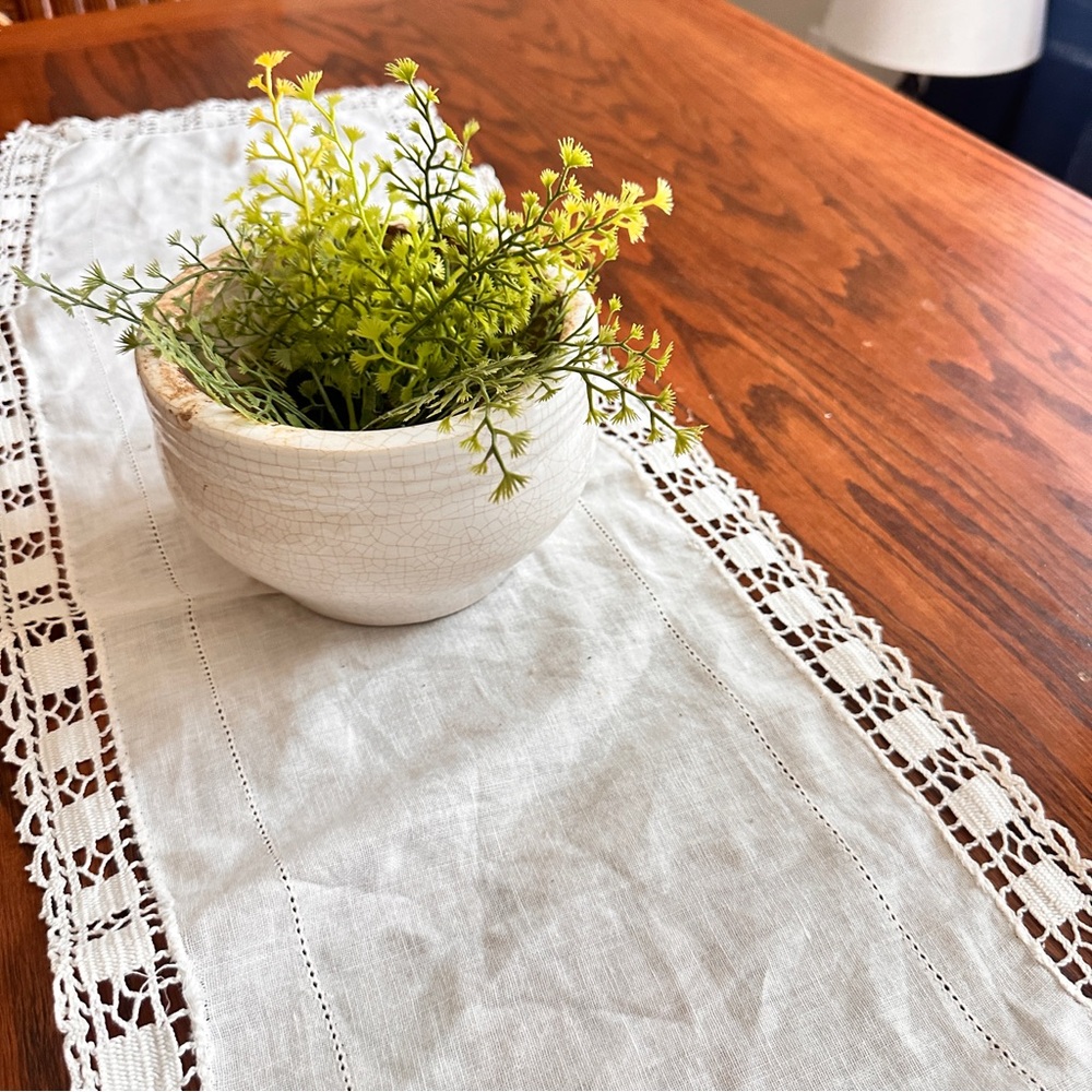 Vintage white crackle vase planter